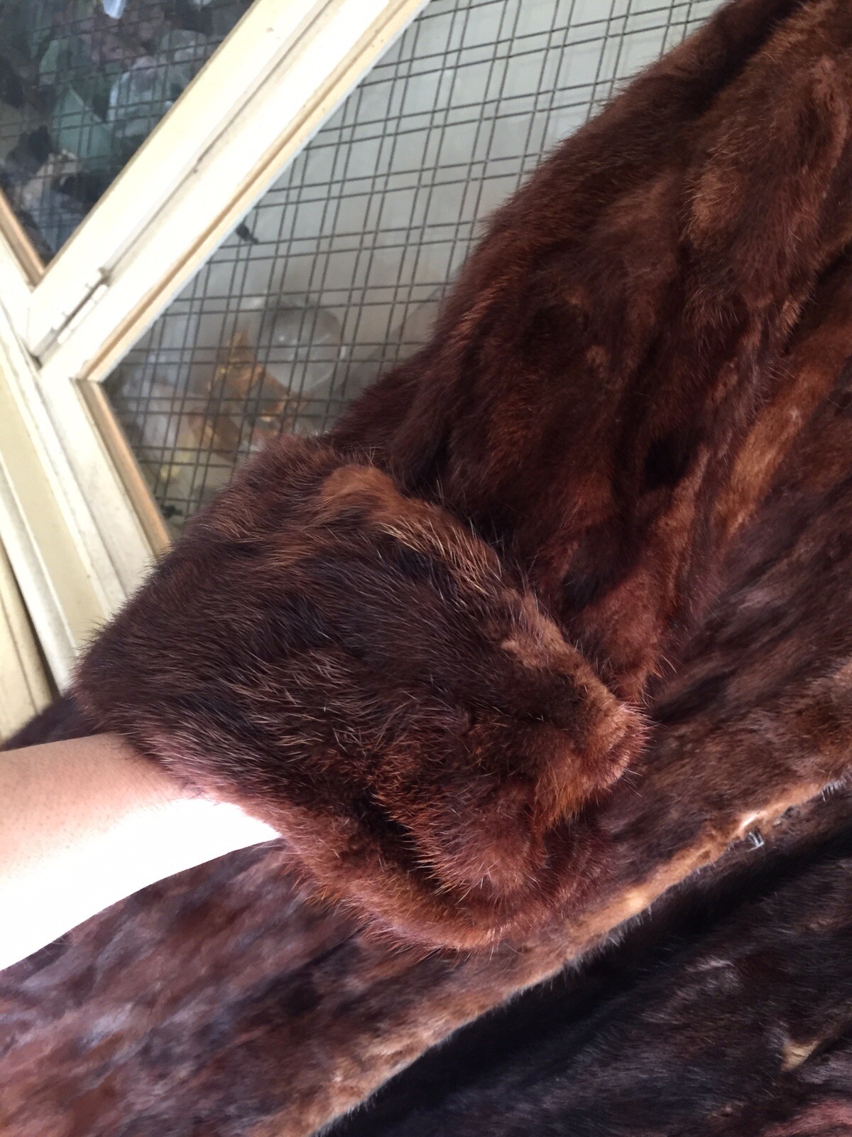 VINTAGE BROWN FUR COUTURE EVENING COAT ELEGANT WINTER WEAR MIDCENTURY DESIGN XL