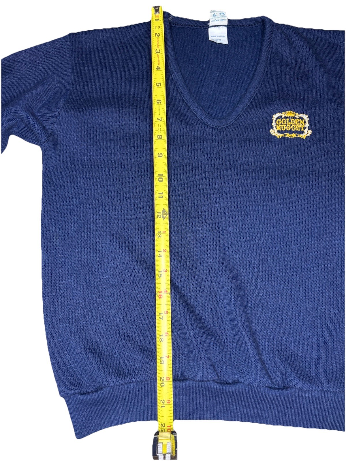 True Vintage Artex Golden Nugget Casino V Neck Sweater size M made in USA 70/80s