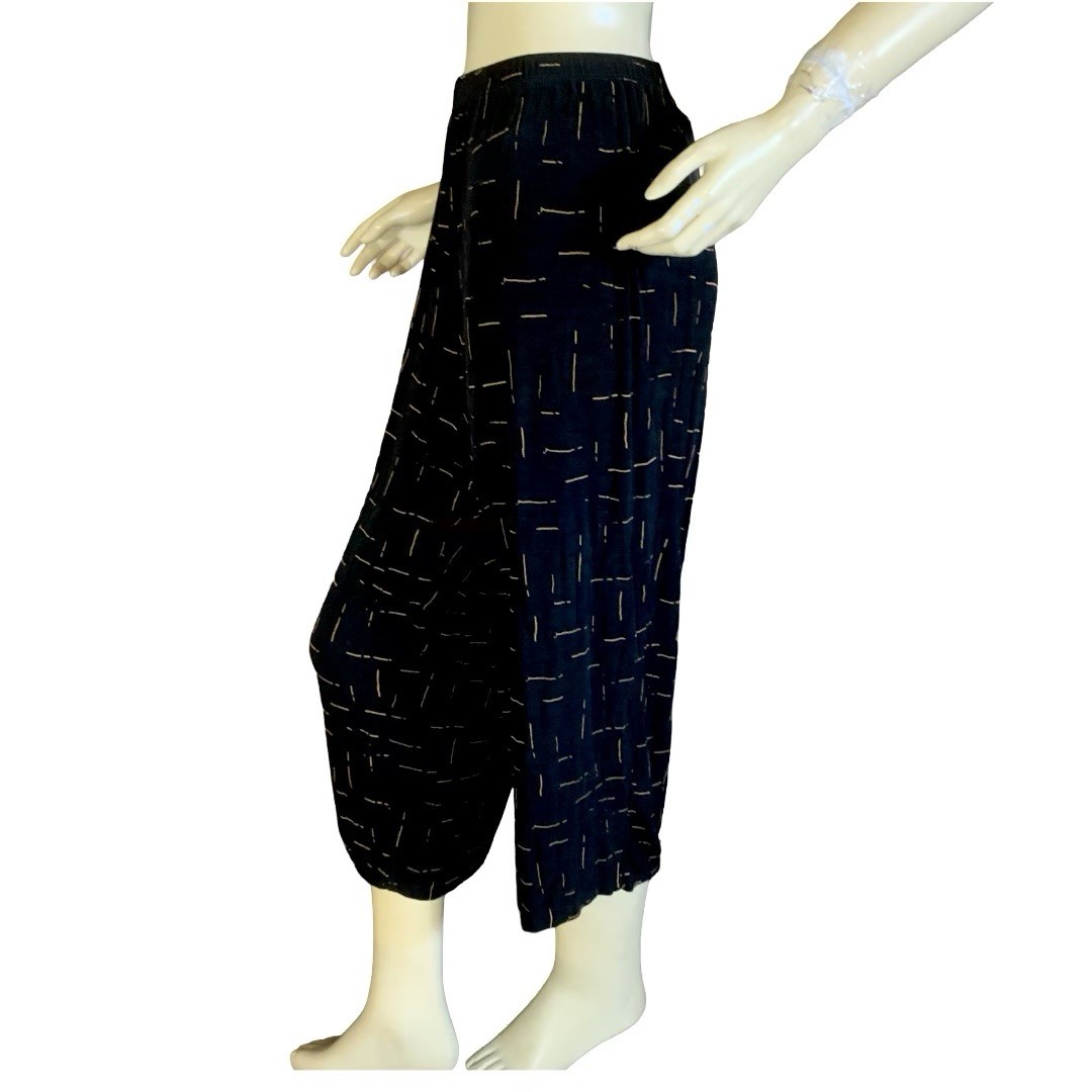 VINTAGE CLASSIC ELEMENTS BLACK & TAN SPECKLED WIDE LEG STRETCHY PANTS SIZE 1X