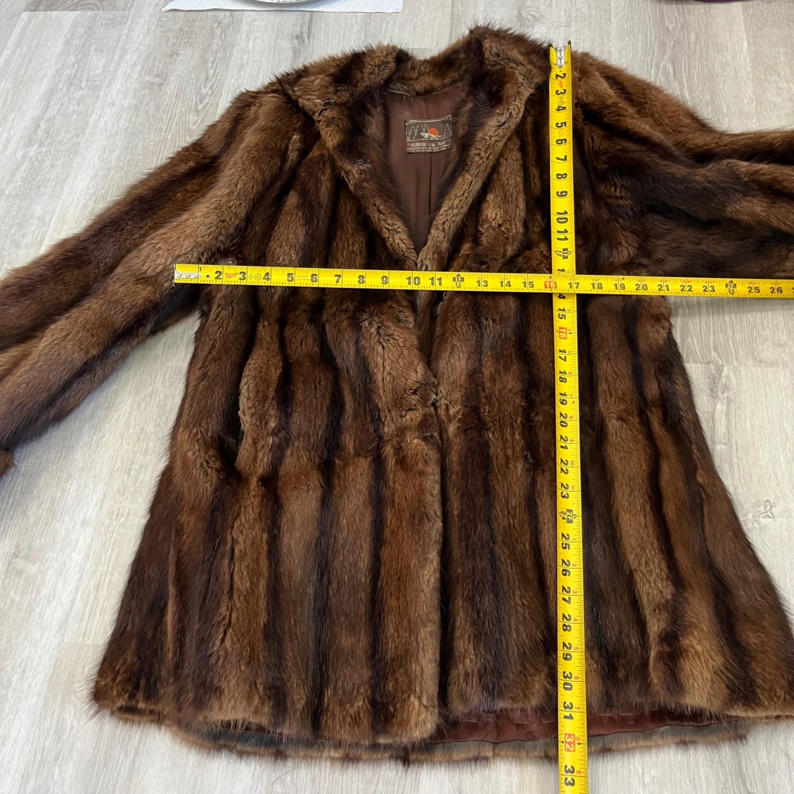 Vintage Nigbor Fur Coat Co Genuine Ranch Mink Fur Coat Jacket Brown Womens L?