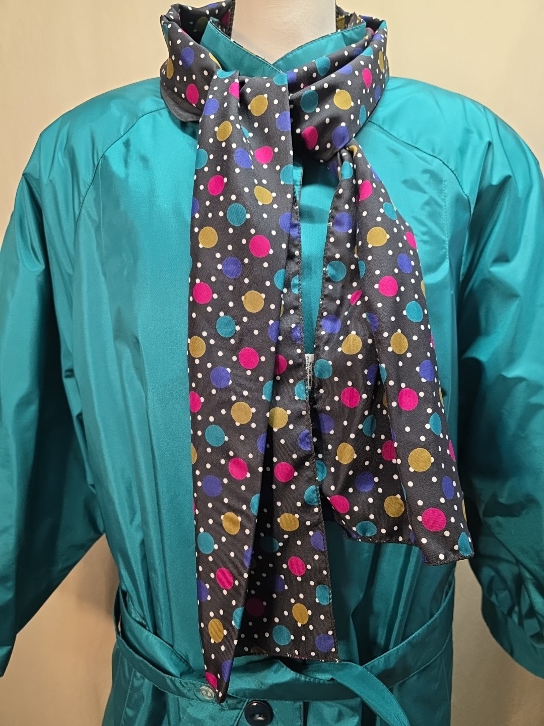 VINTAGE CHIANGO BY FLEET STREET ALL SEASON TEAL GREEN RAINCOAT Jacket 80’s 22W
