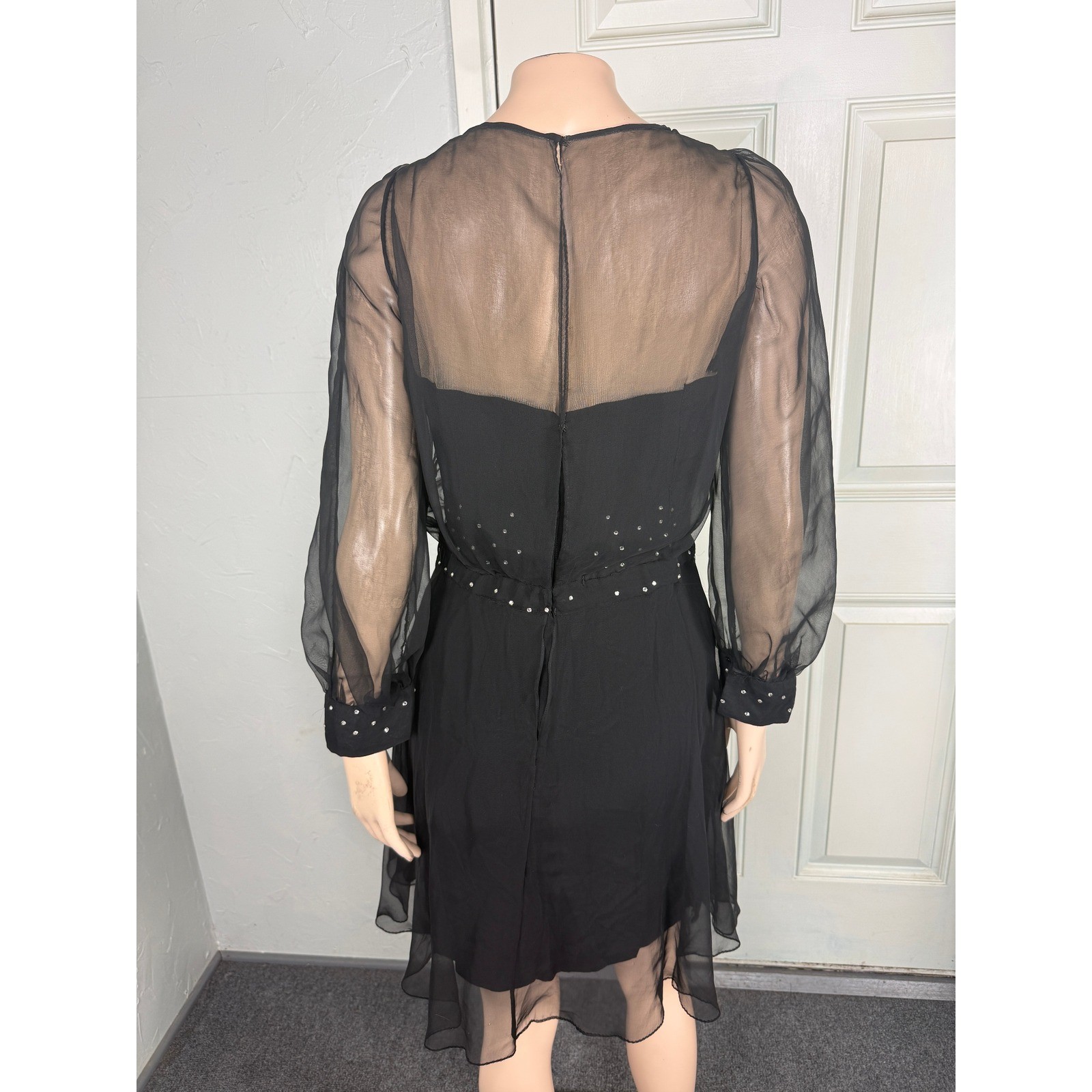 Vintage 70s 60s Jean of California Dress Party Sheer Formal Evening W18