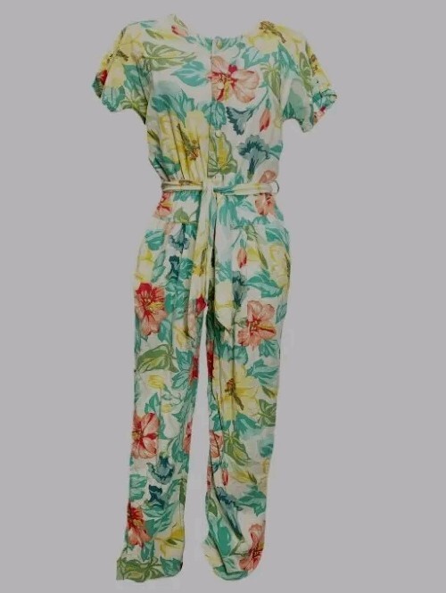 Vintage ‘80’s Lizwear Women’s Short Sleeve Jumpsuit With Elastic Waist Size S