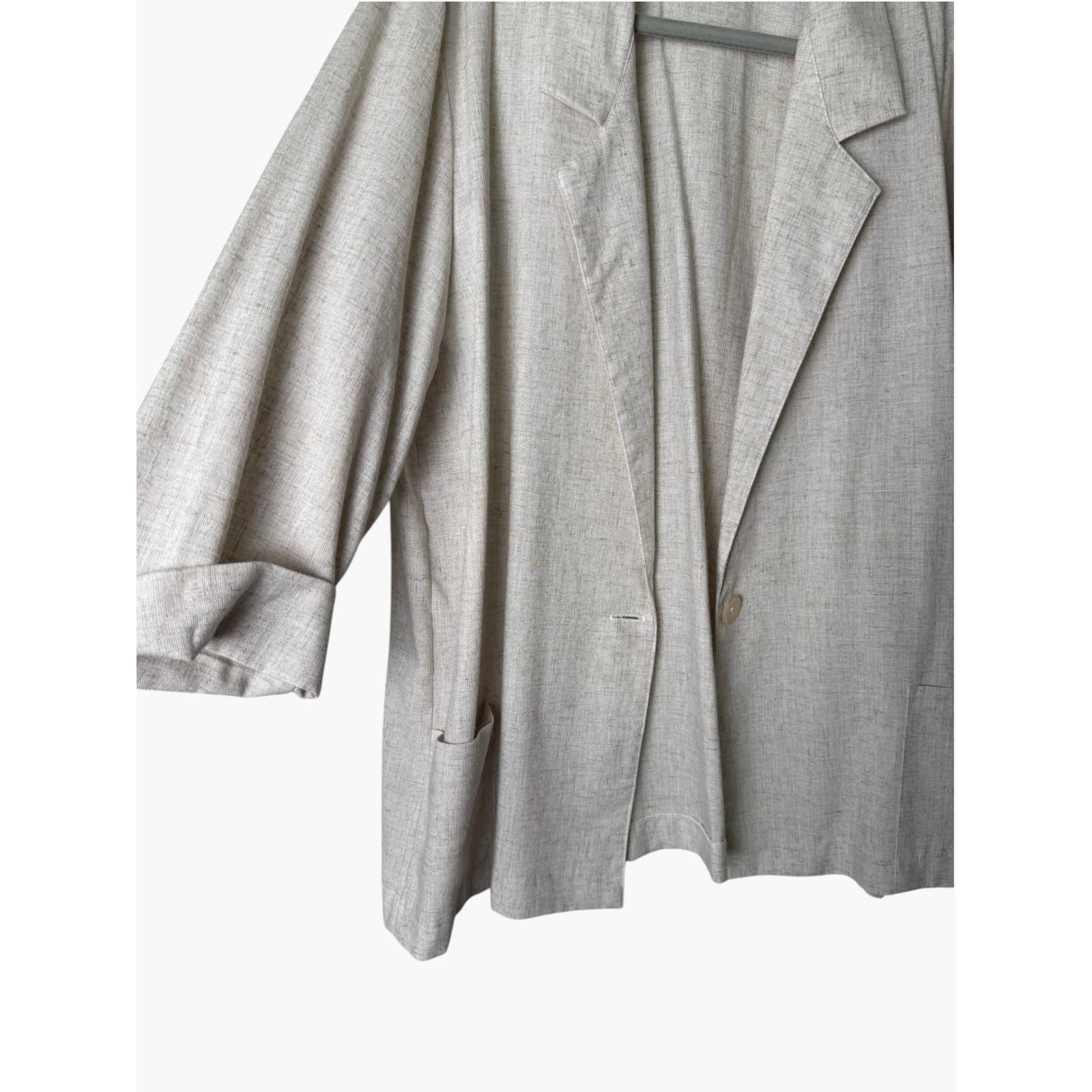 Vintage Alice Stuart Lightweight Oatmeal Beige Jacket Blazer Sz XL