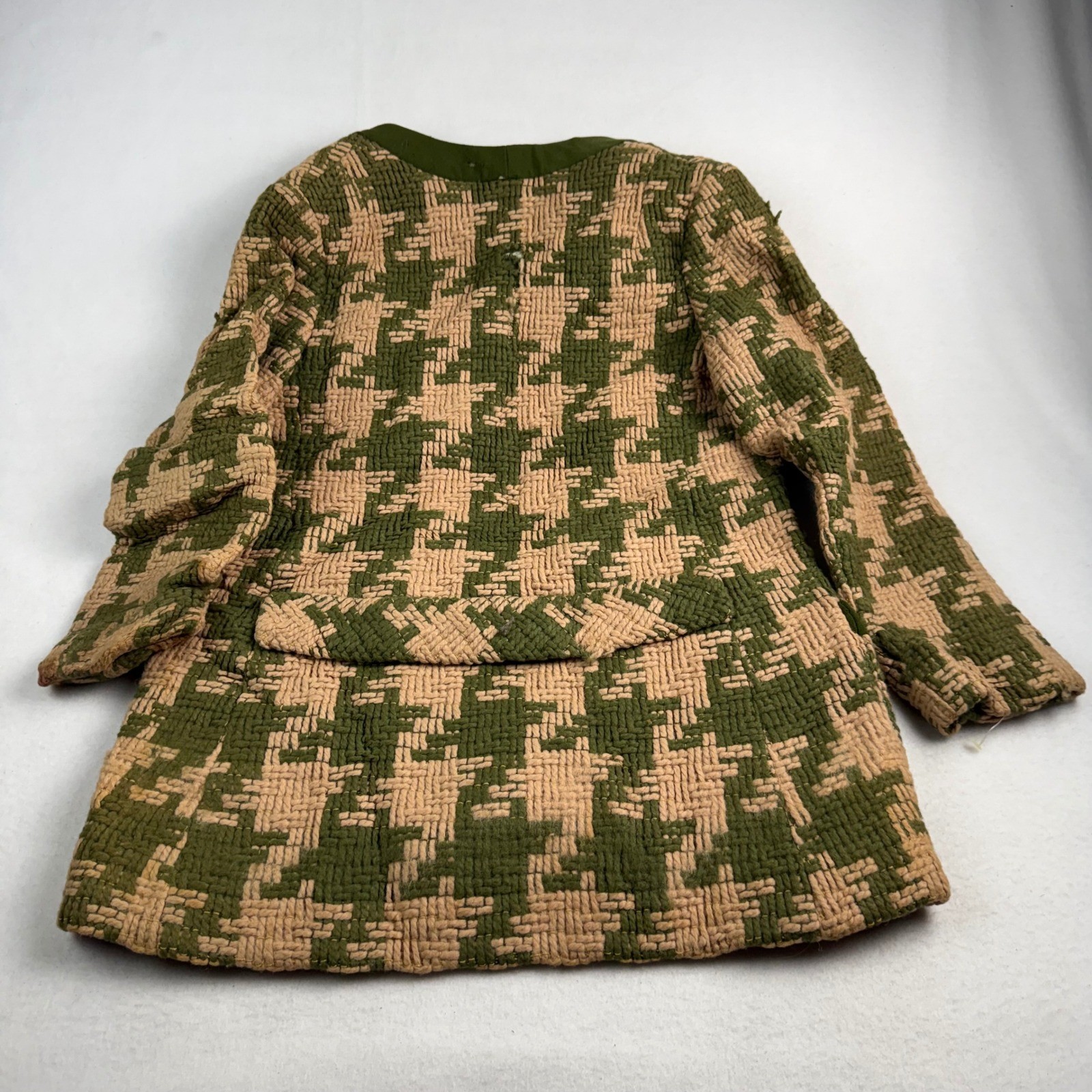 Vintage 60s ILGWU Union Made Jacket Filene’s USA Tapestry Green Tan Zip Womens S