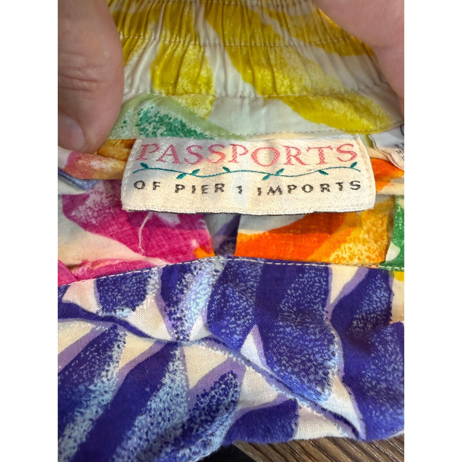 Vintage Passports of Pier 1 Imports Tropical Floral Cotton Midi Skirt Large