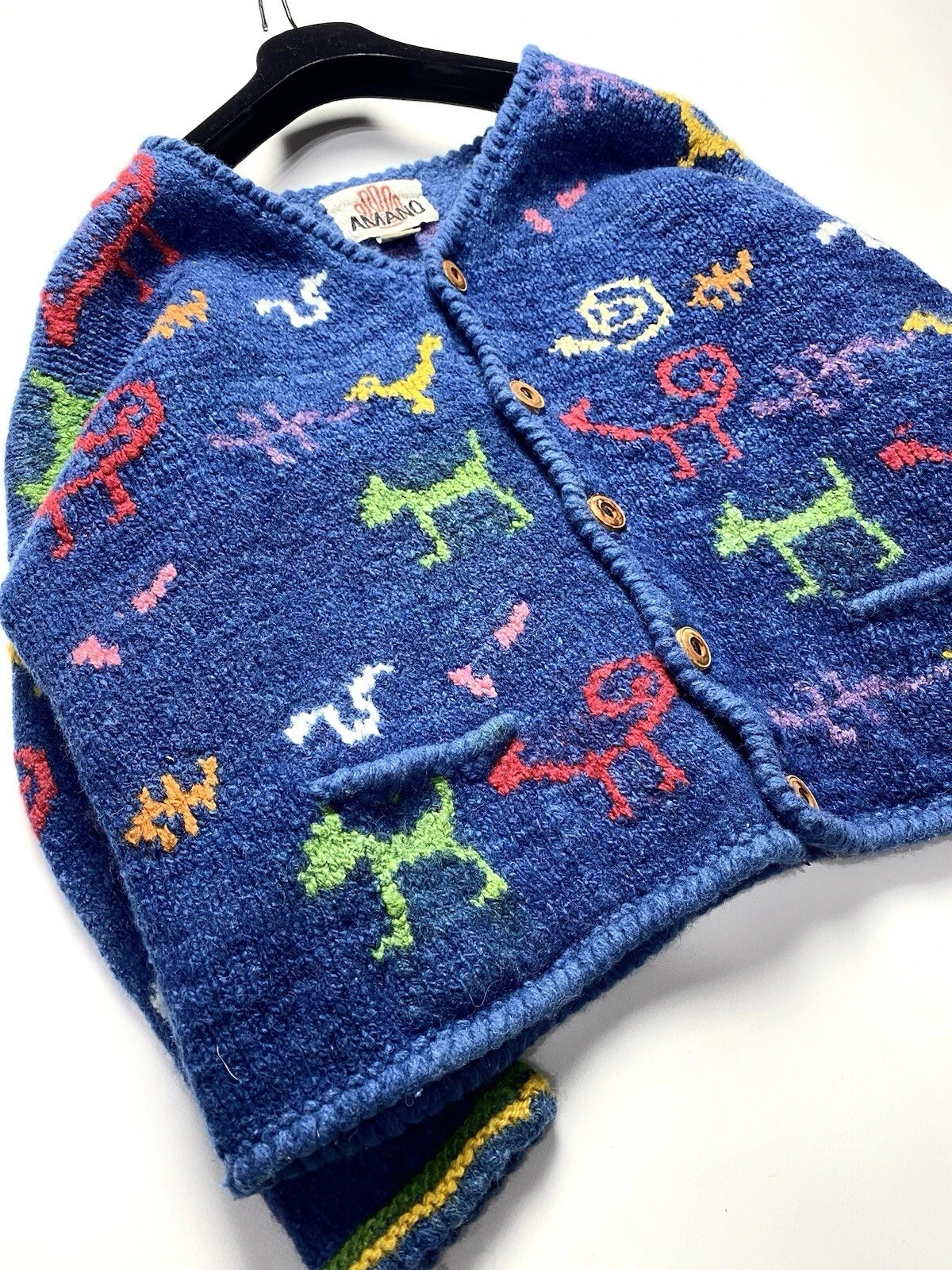 Amano RARE Archive Vintage Knit Sweater 80s–90s Geometric Patern – Size S–M