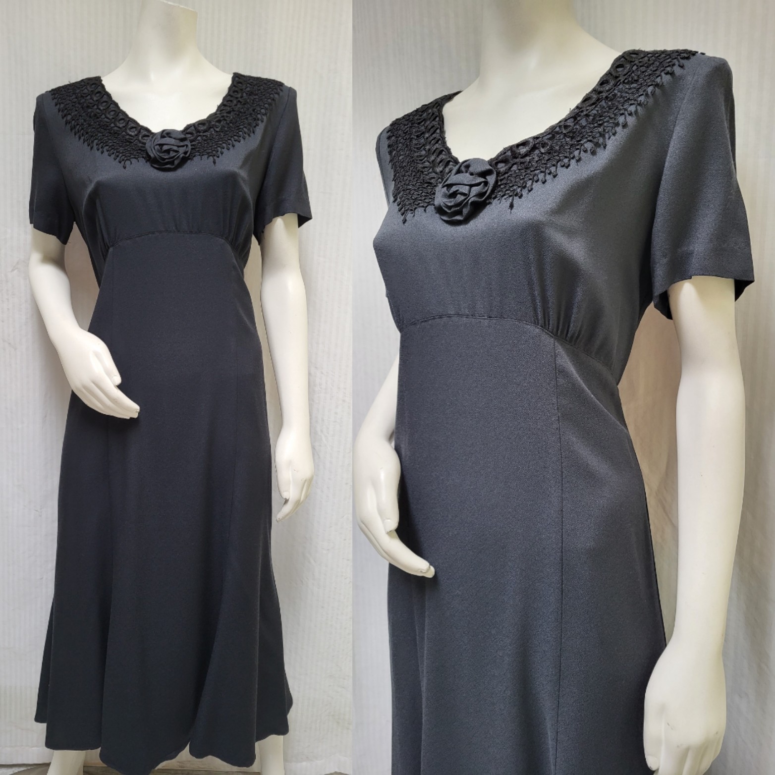 NWOT Vintage 1980’s JEFFREY & DARA Black Whimsigoth Goth Dress – Size L