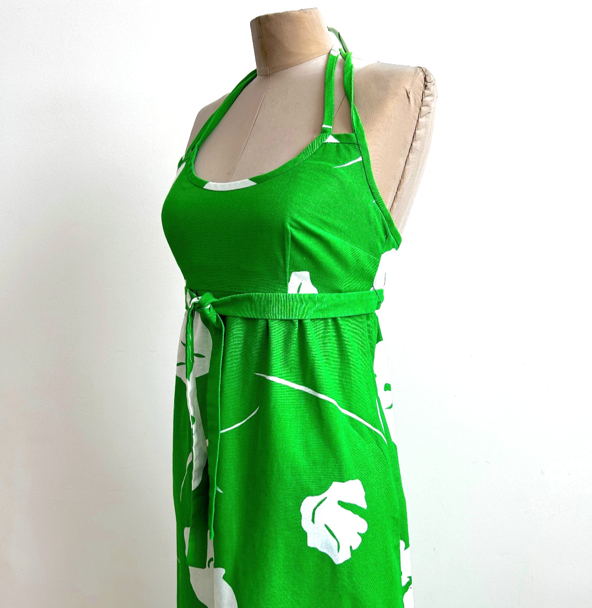 Vintage 1960s 70s MALIA of Honolulu Hawaii Mod Preppy Maxi Halter Dress sz XS S