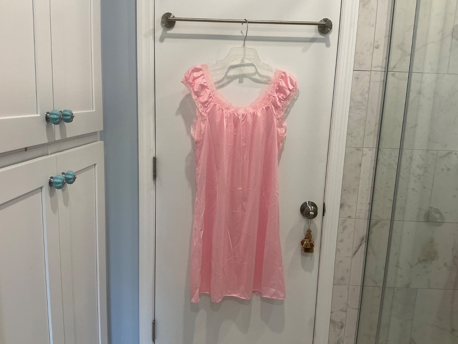NWOT Vintage Jill Andrea of NY pink Nylon night gown Made in the USA Large