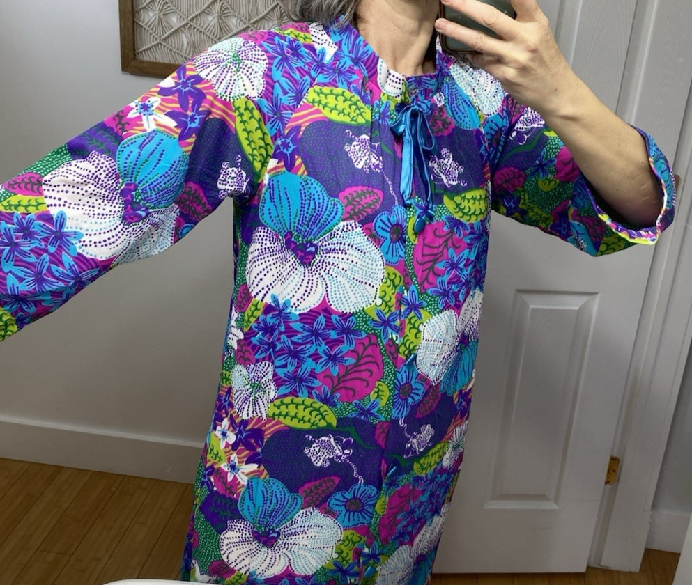 VTG 60’s Mod MCM Dela-Ann Loungewear M Psychedelic Maxi Robe House Coat