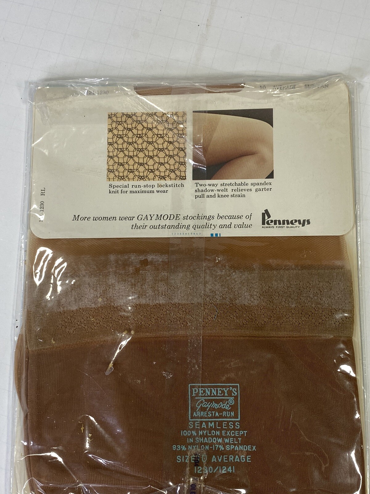 Gaymode JC Penneys 100% Nylon Stockings 10 Average Arresta-Run Suntan
