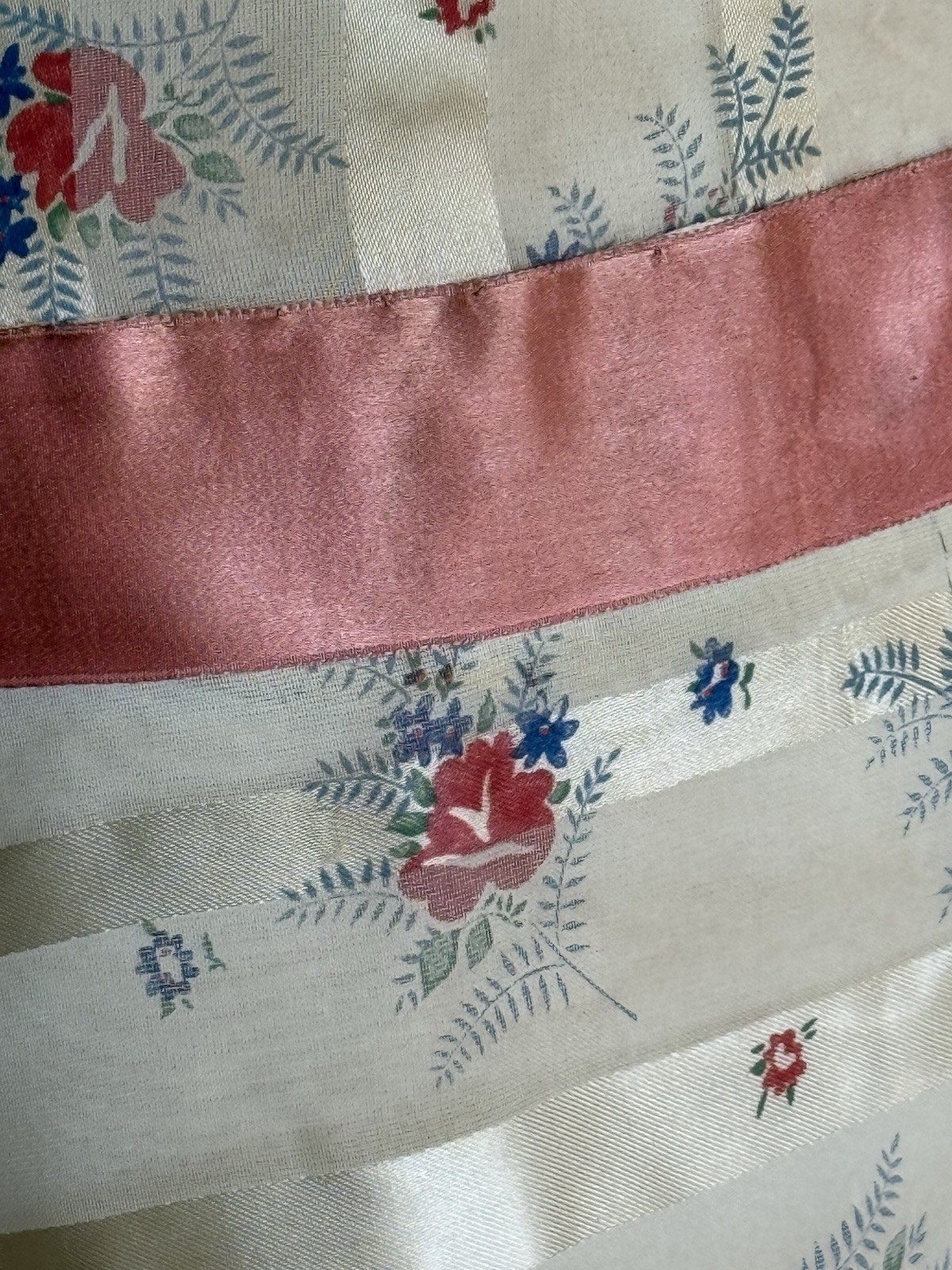Vintage 1920s Paramount Studios Silk Floral Ribbon Stripe Day Dress 20s Antique