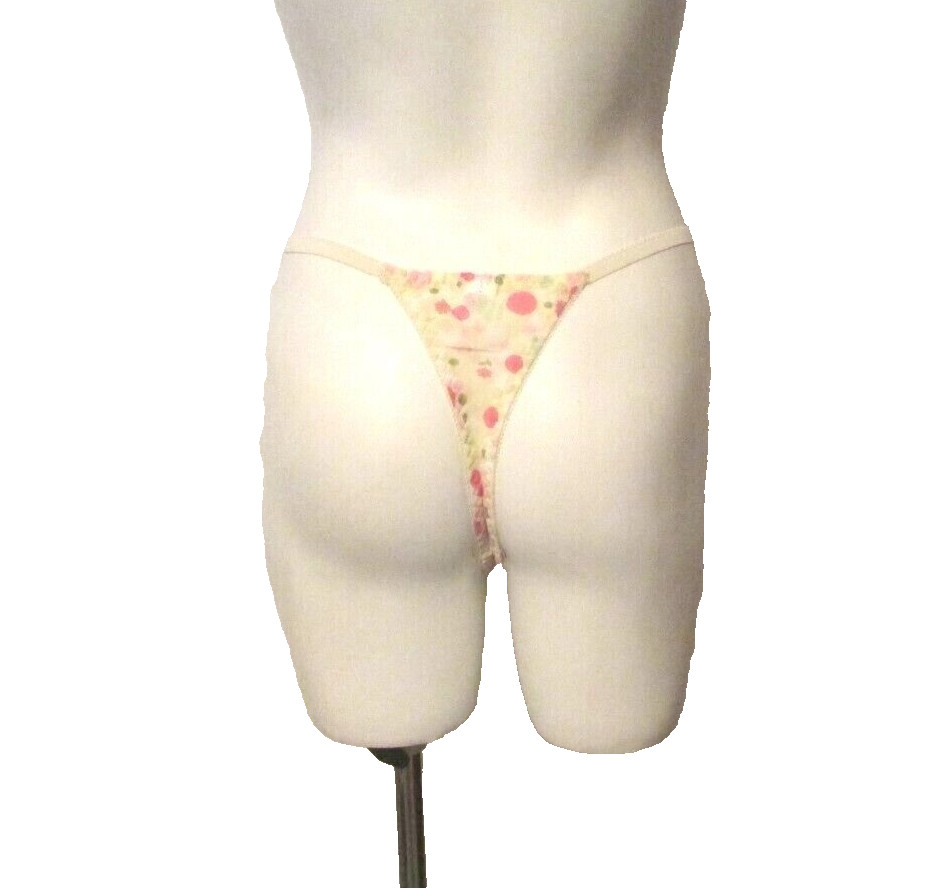 80s Sanmark Stardust Semi-Sheer Floral Chiffon V-G-String Thong Bikini Panties M