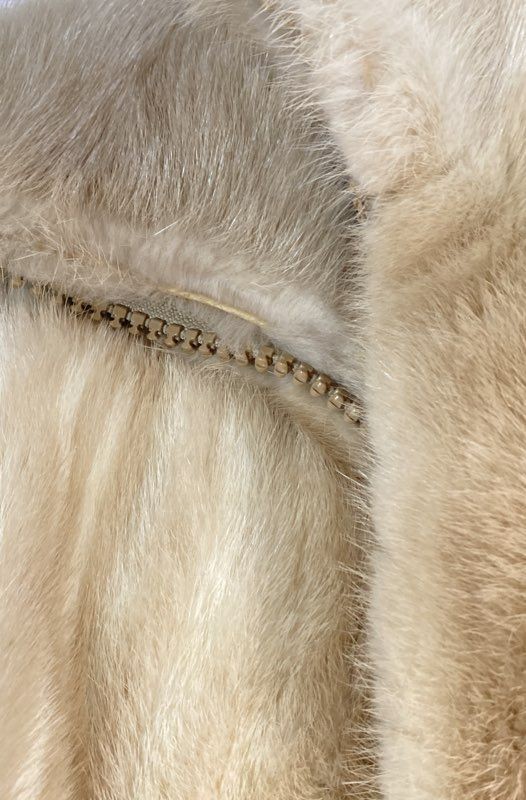 Vintage 80s Maximilian Women’s Cream Mink Fur Striped Paneled Jacket Zip