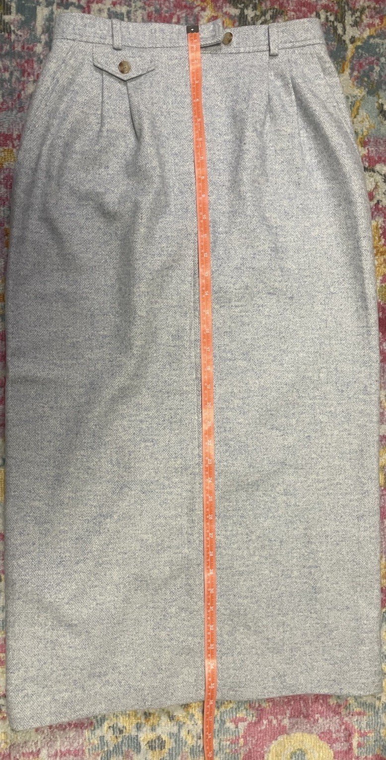Vintage Orvis Y2k 90’s Skirt Tweed Wool Silk Size 6 Blue Classic Academic Work