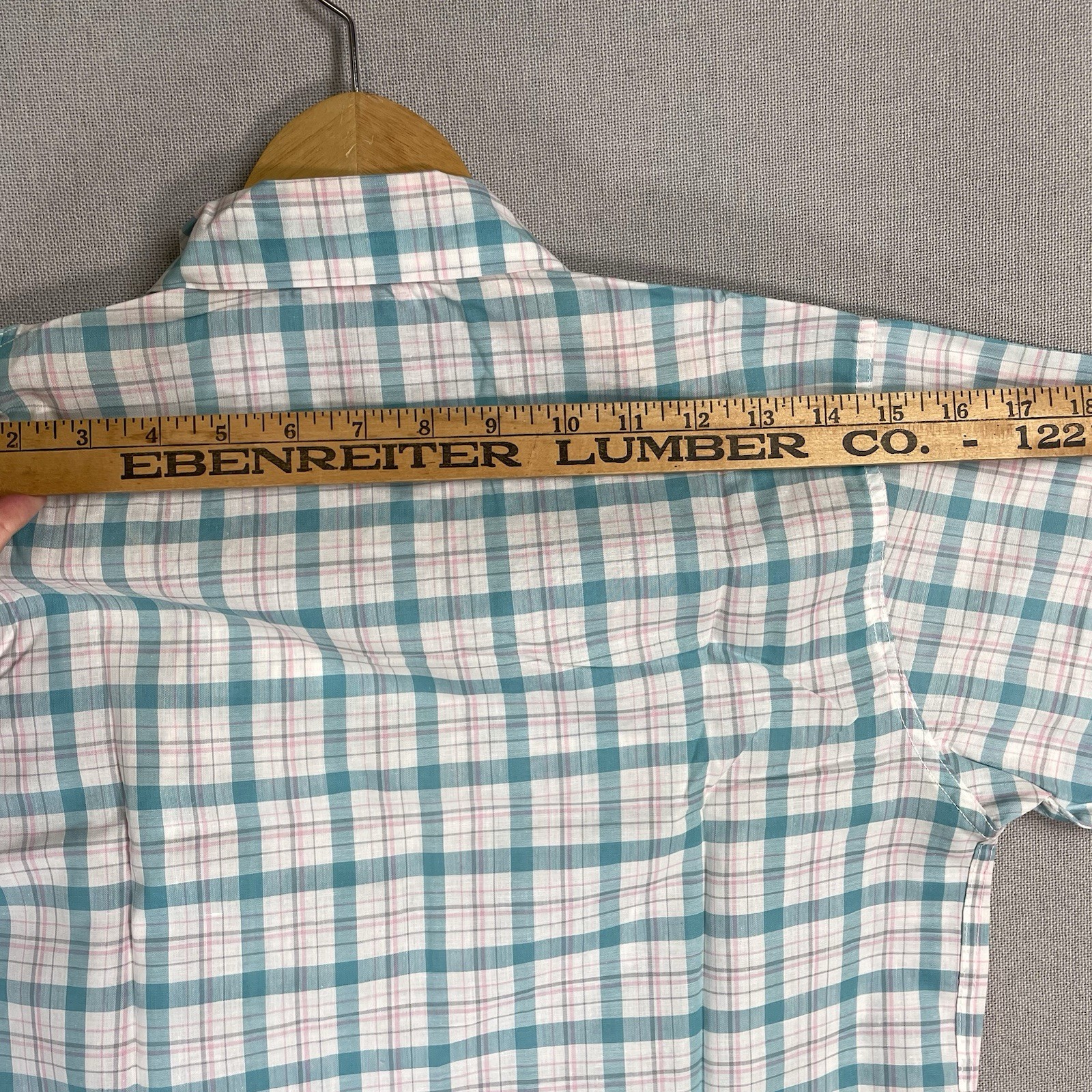 VINTAGE 60s Lewis Frimel Pajama Shirt Plaid Womens Size 32 Cotton Short Sleeve