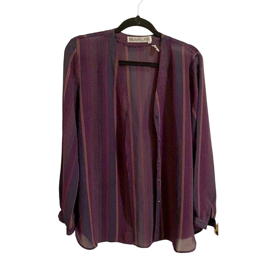 LOUBELLA Sheer Button Down Blouse SIZE 12 PURPLE