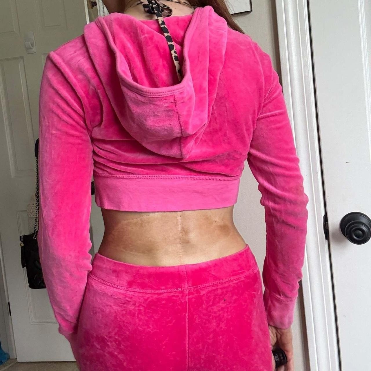 Vintage Juicy Couture Y2K Logo Hot Pink Velour Tracksuit Set 2-piece size XS