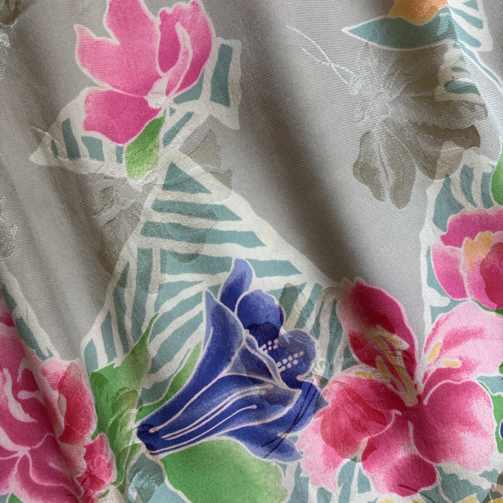 Vintage Small Size 4 Silk Skirt Tan Floral Purple Pink Yellow Coquette Feminine