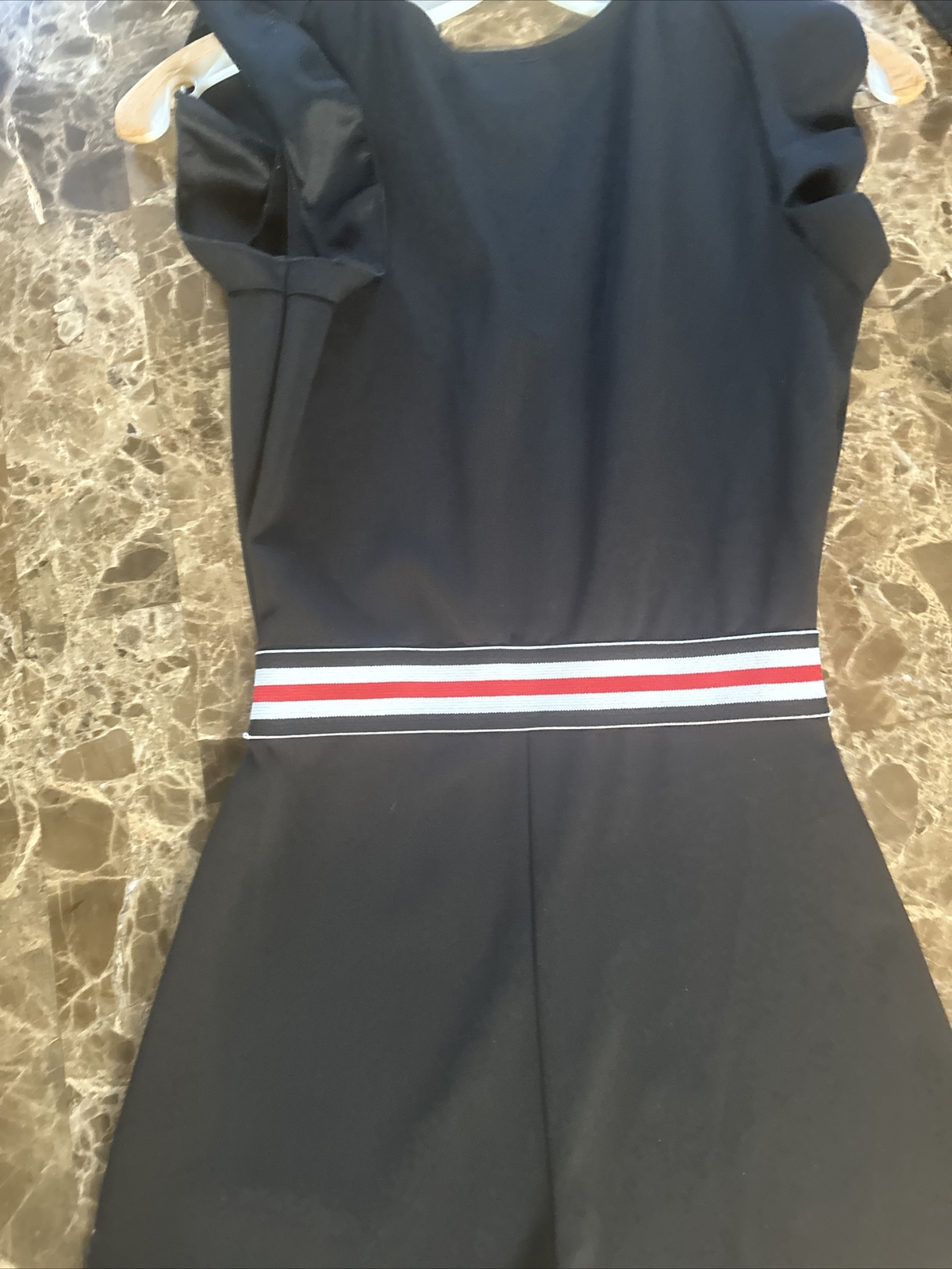Vtg 70s Campus Casual Black Jumpsuit Romper Wide Leg Bell Bottom SZ S