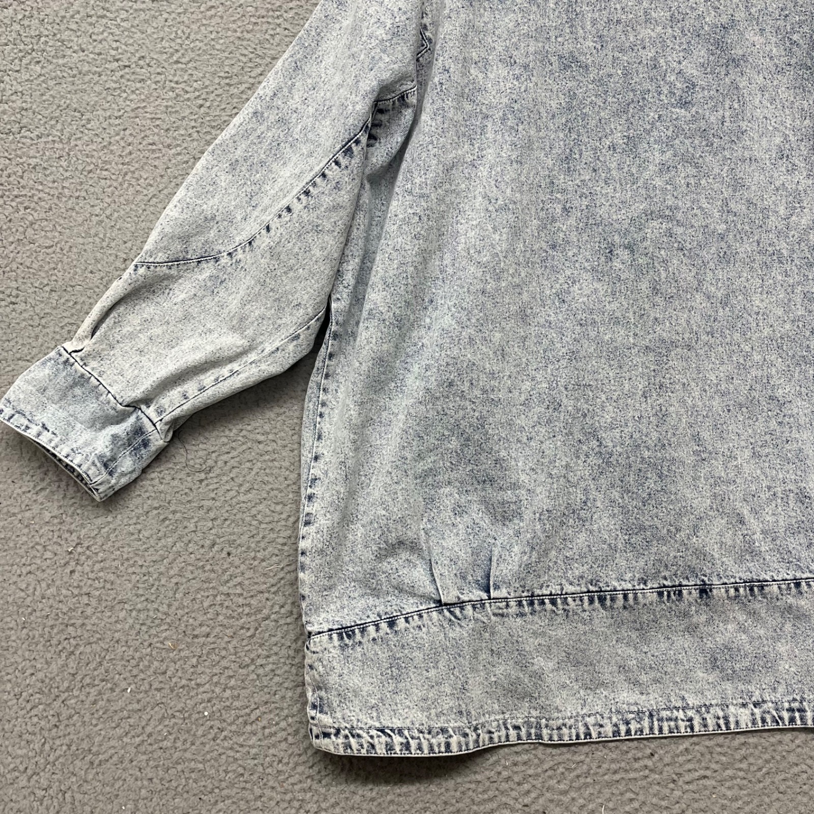 Vtg Acid Wash Denim Jacket Womens XL Light Wash Studded 80’s 90’s Retro