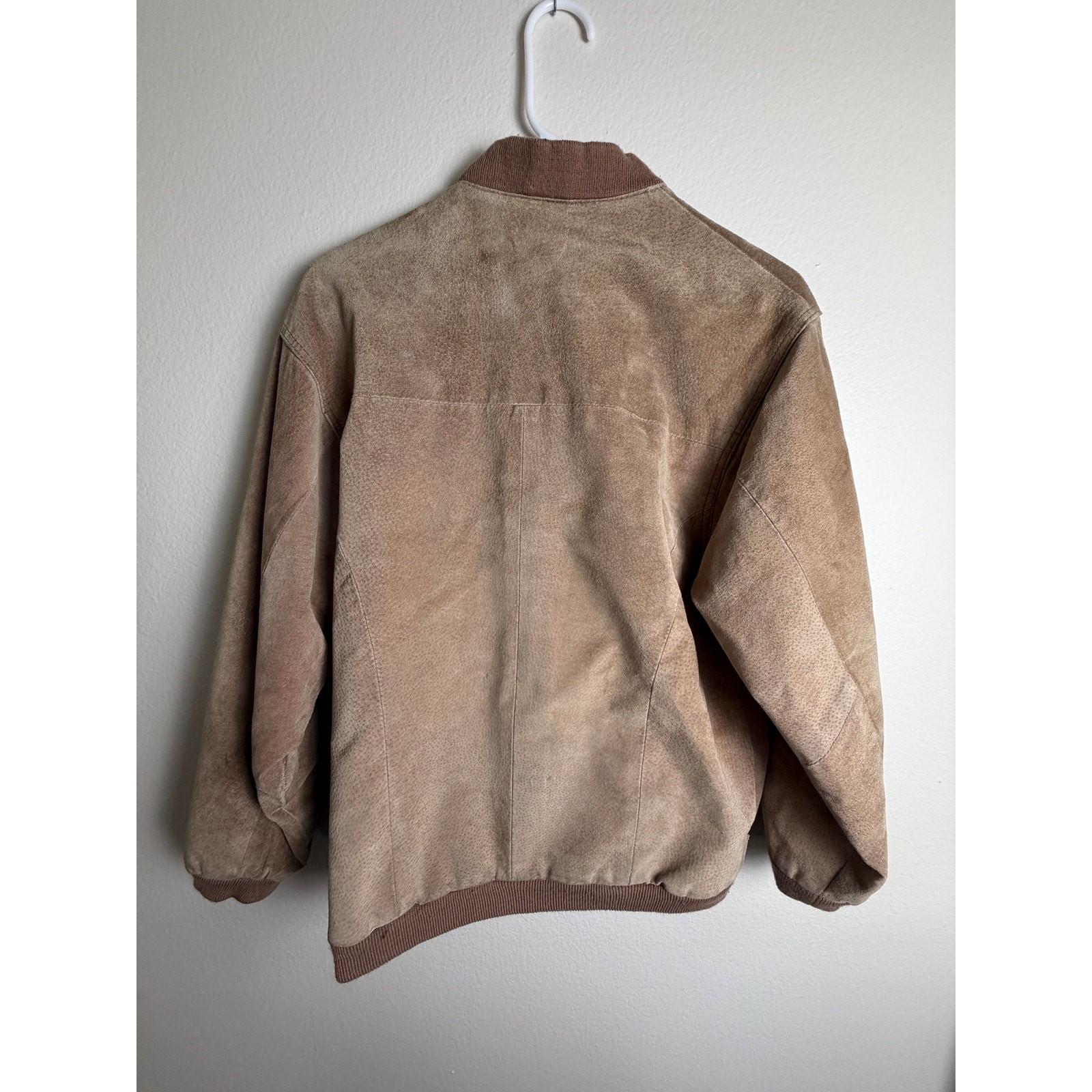 Vintage 90s Suede Leather Bomber Jacket Tan Camel Flight Coat Acetip Unisex