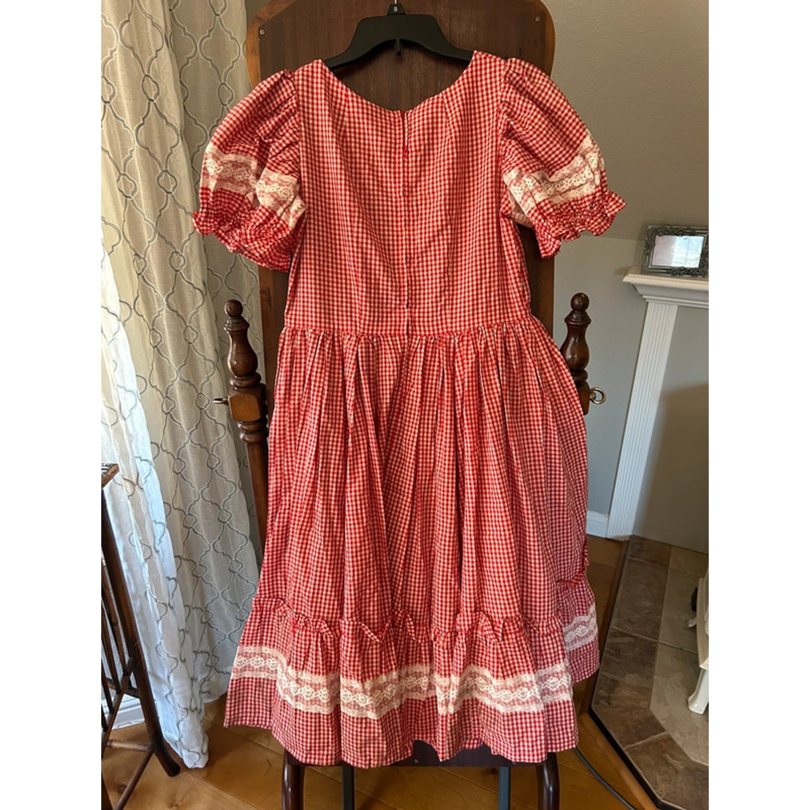 Vintage Square dancing dress red and white gingham country western small/med