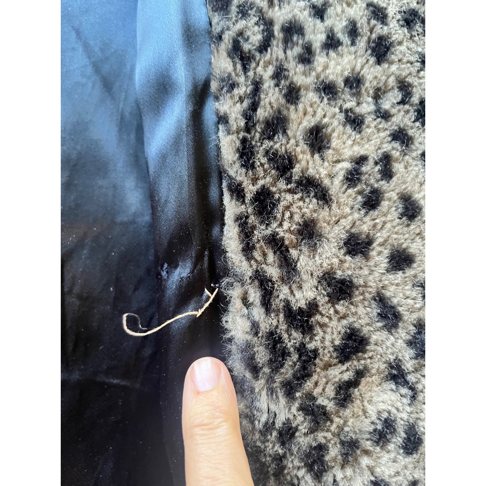 Vintage Express Faux Leopard Fur Coat Womens XL Long Plush Animal Print Jacket