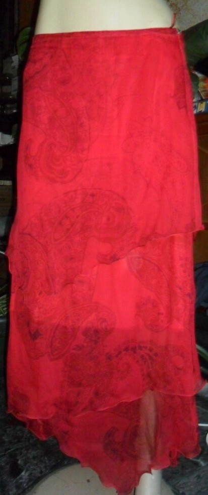 VINTAGE ORIGINAL 90s 100% PURE SILK „MARELLA” SKIRT/SKIRT size 46 red