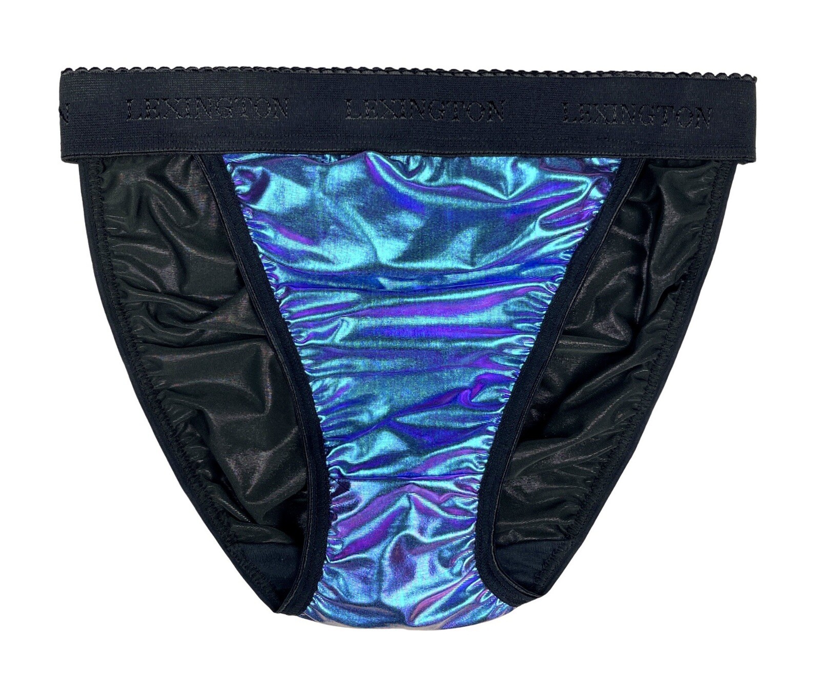 Rio Satin Panty Panty Wide Waistband Holographic Blue Green XL