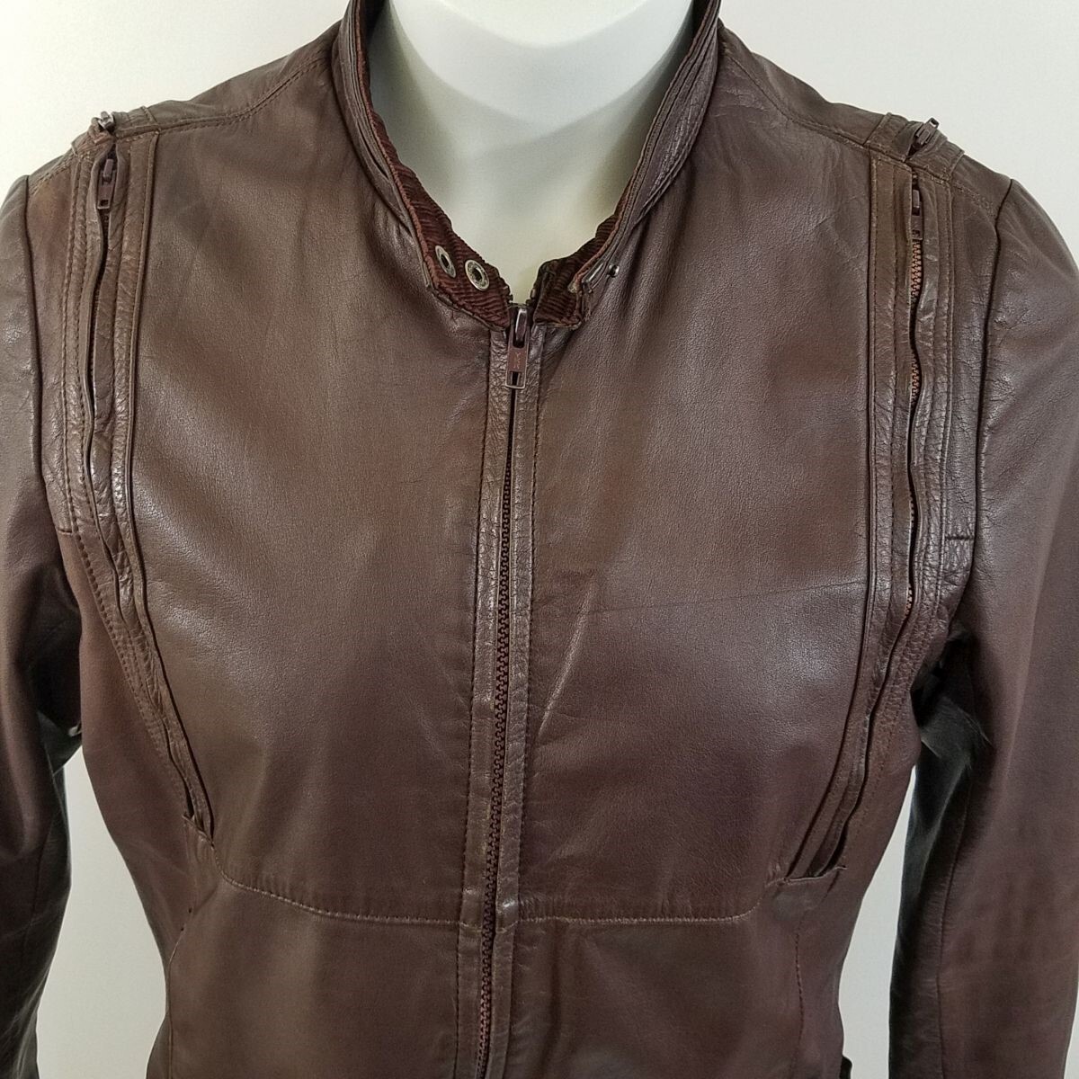 Vtg Womens Size 40 Yamaha Brown Wine Leather Moto Jacket & Liner Hein Gericke