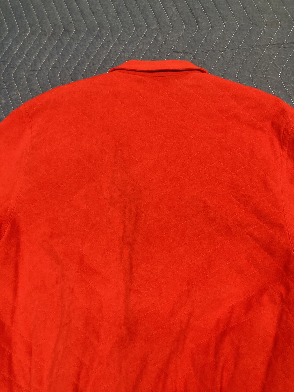 Vtg Samuel Robert by Peter Hatsi Androu Ultra Suede 14 Jacket Red Quilted Bomber