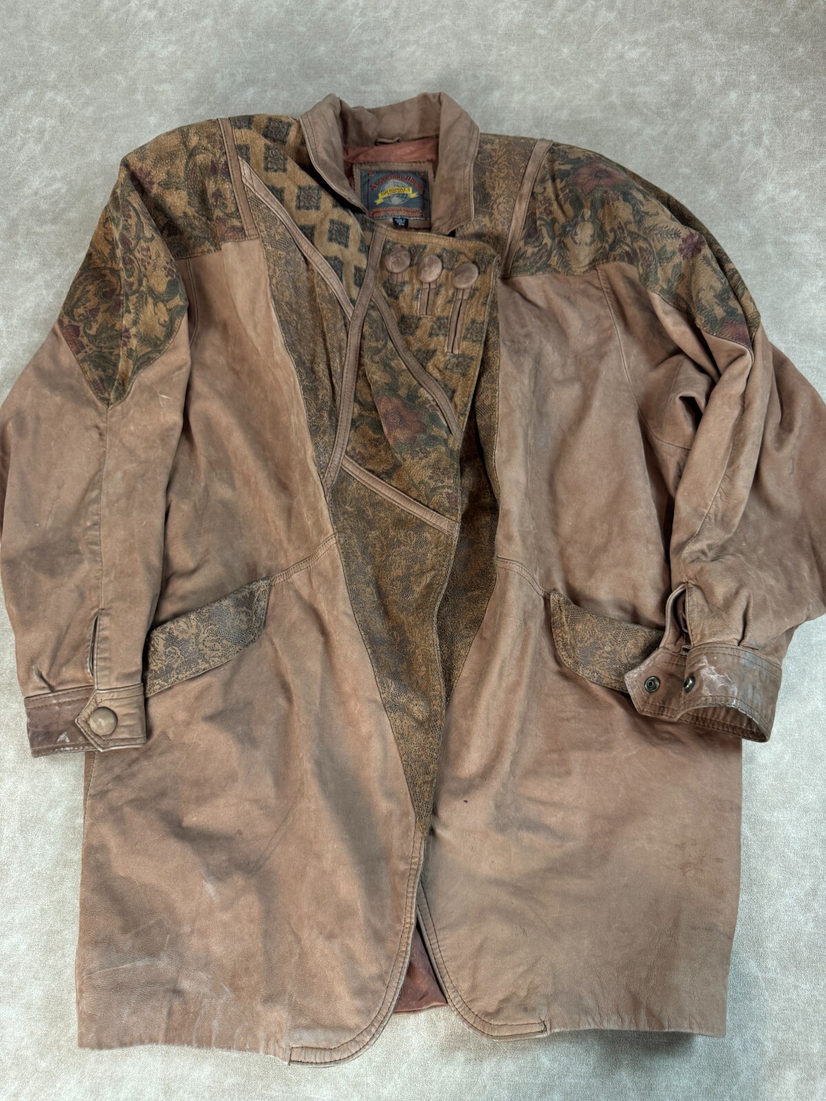 Vtg Adventure Bound By Wilsons Men Lined Collared Pockets Brown Leather Coat XL