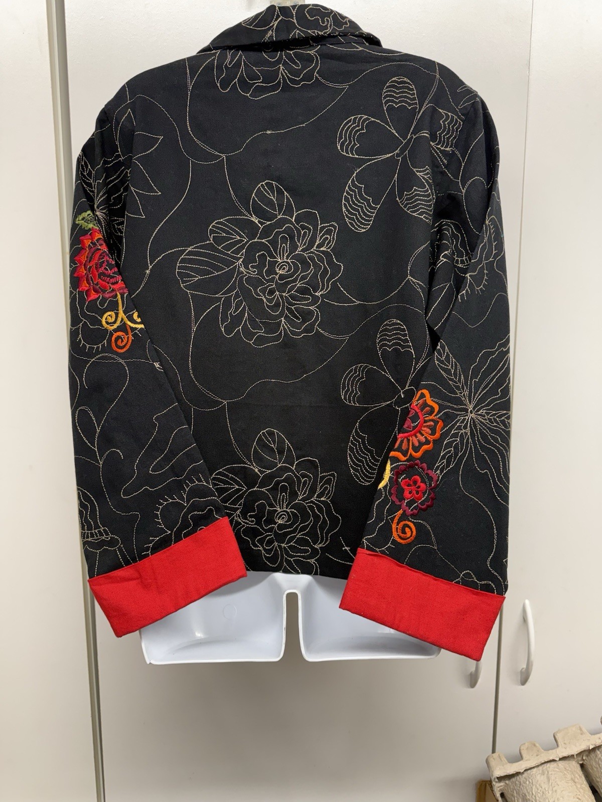 Vtg Classic Elements Jacket Embroidered Black Floral Women’s Size L
