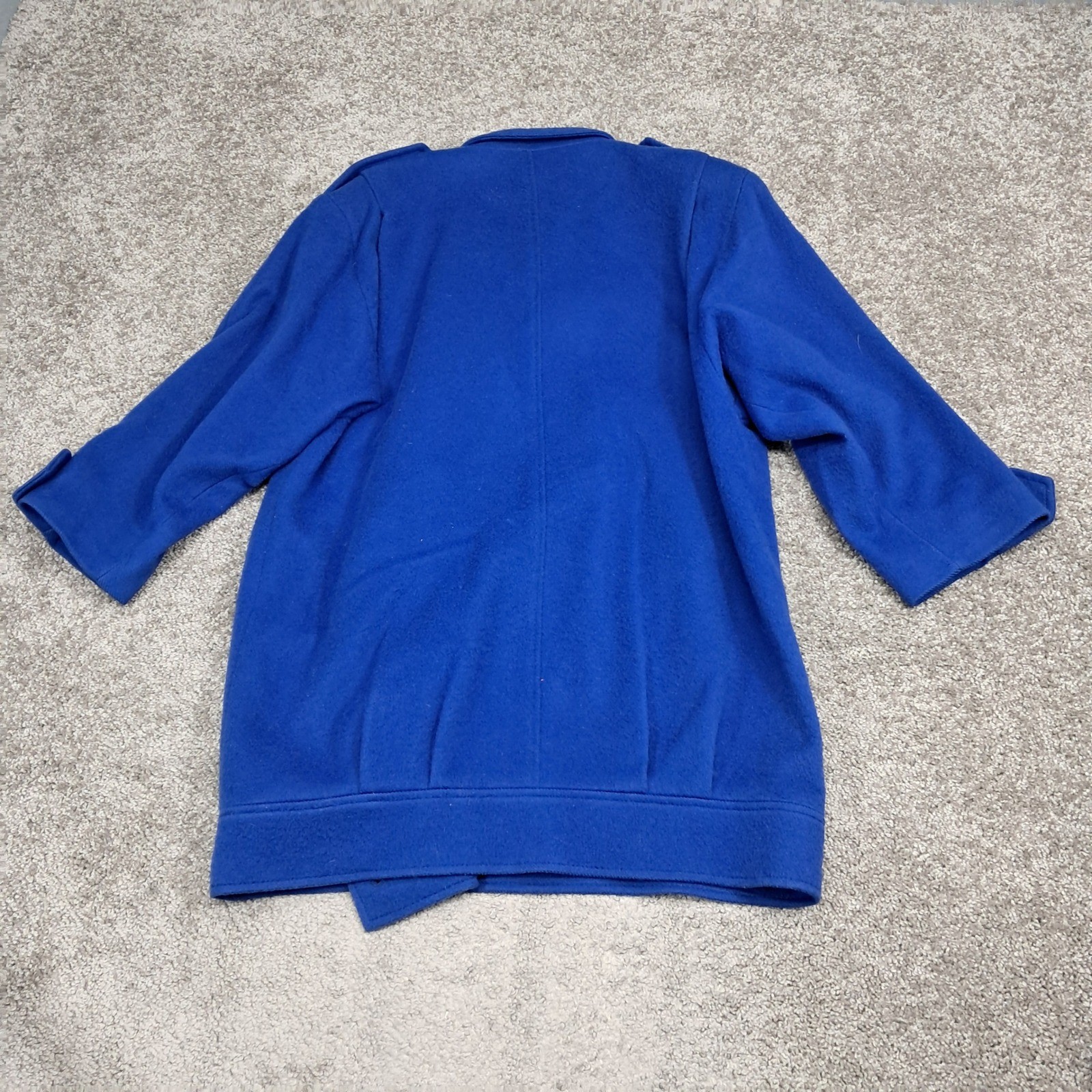 Gallery Vintage Royal Blue 100% Pure Wool Double Breasted Coat Yugoslavia Sz 12