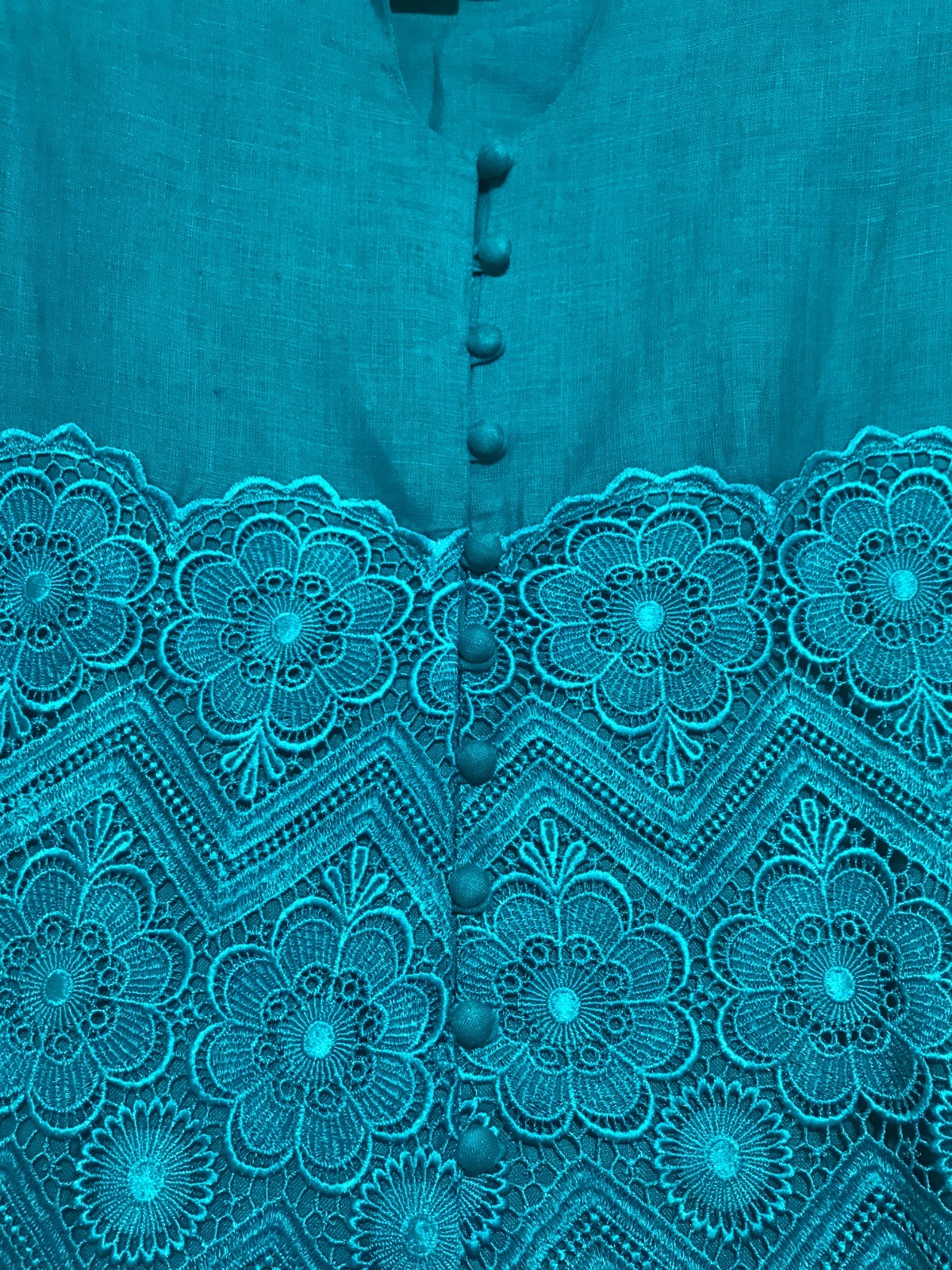 Vintage Digna Yero Linen and Lace Midi Skirt Set Size 10 Lined Teal