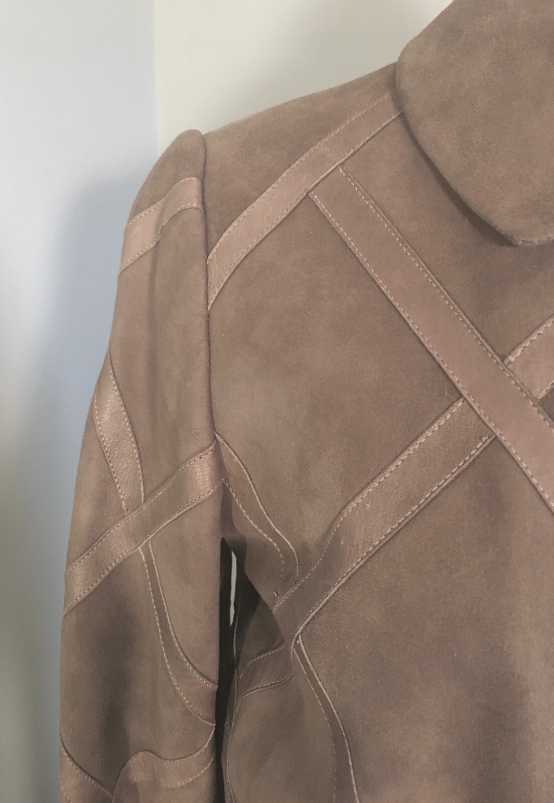 VTG Ledaspain by Gropper Suede Coat Taupe Light Brown Cross Buttery Leather M/S