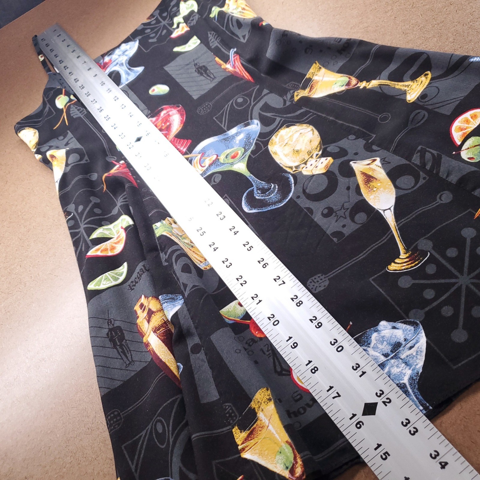 VTG Paradise Found Cocktails AOP Sundress Women S Black Rockabilly Spaghetti