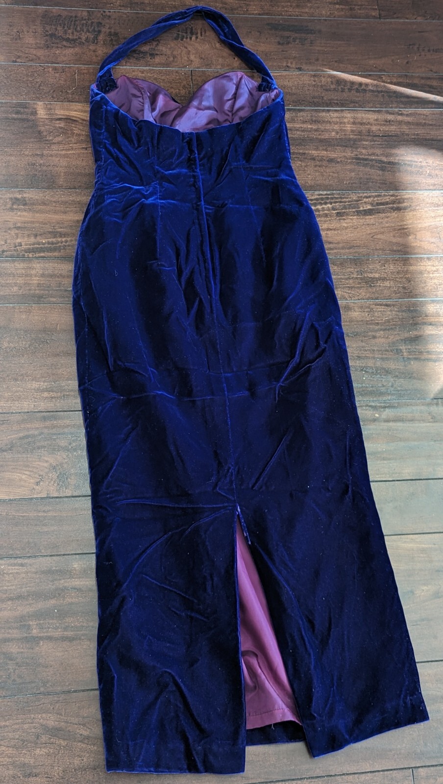 L Magnin Eugene Alexander Royal Blue Purple Crystal Applique Long Dress Size 12