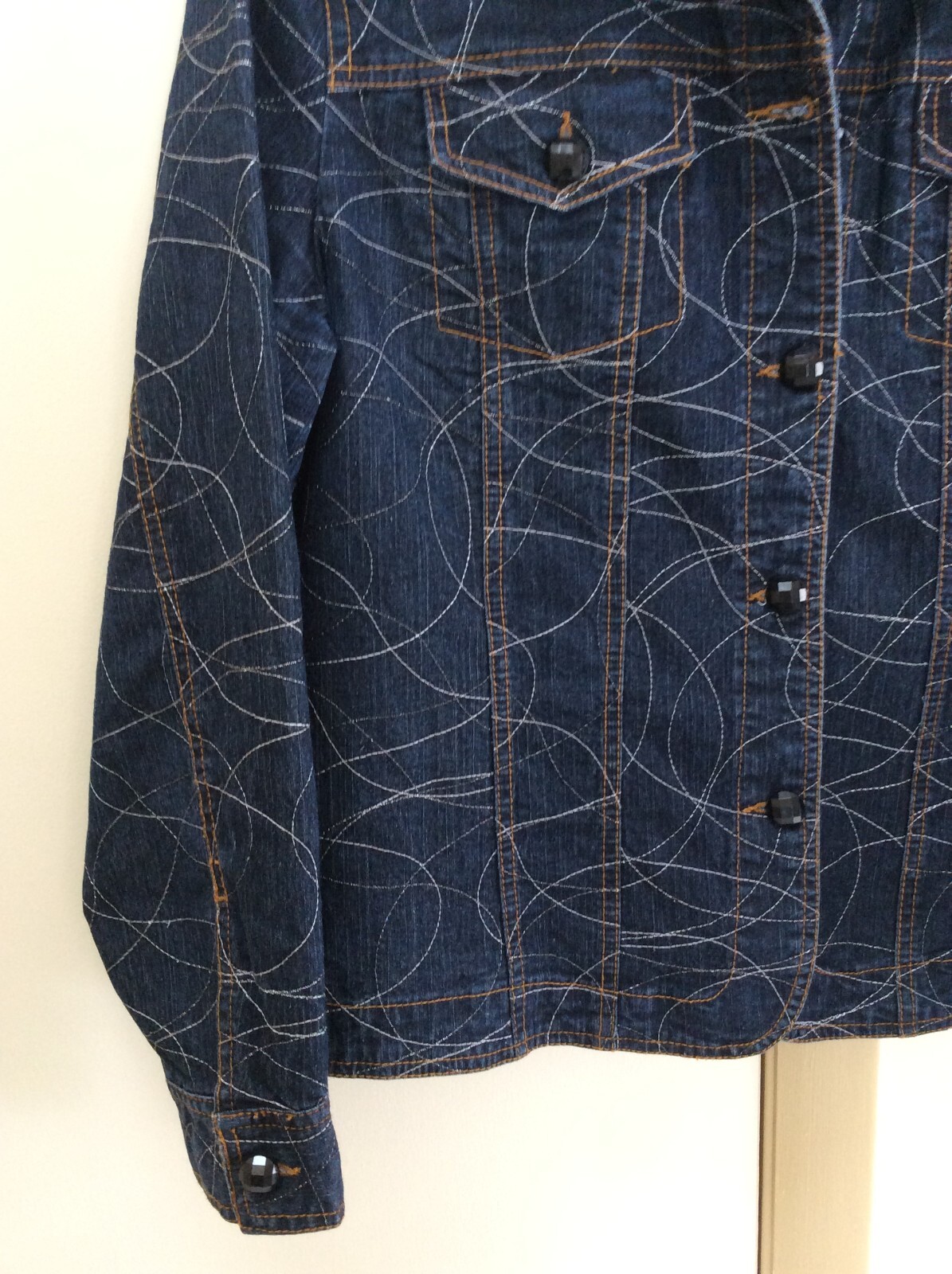 Vintage Ruby Rd. Denim Blazer Womans Size 12 Embroidered Jacket