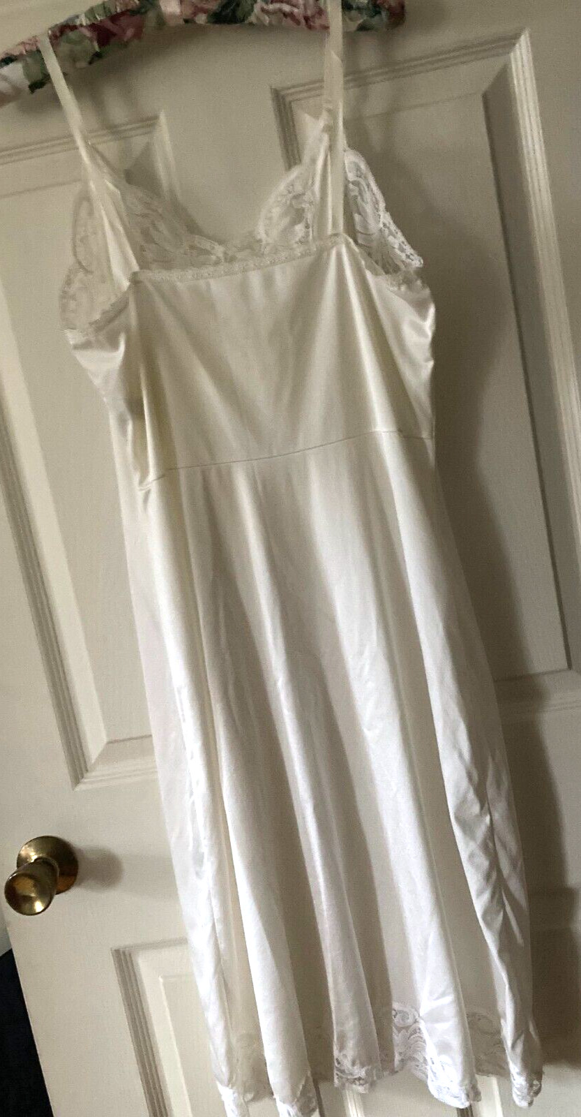 Wonder Maid Non-Cling White Full Slip w/Bodice&Hem Lace Size 34 T (Style 2996)