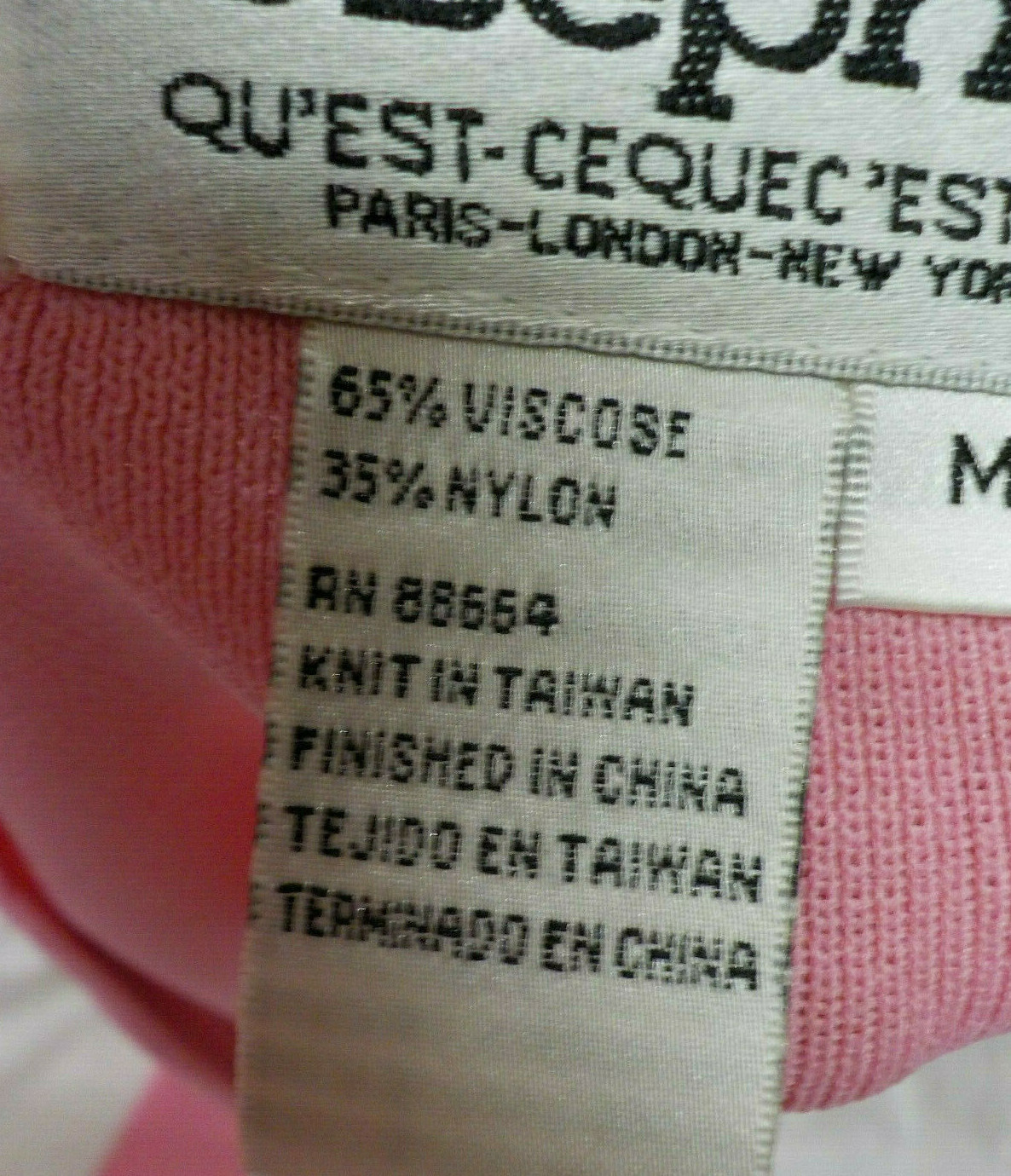 Vintage Joseph A. 1990’s Top Size M Pink Black Ribbon Trim 3/4 Sleeve Viscose Bl