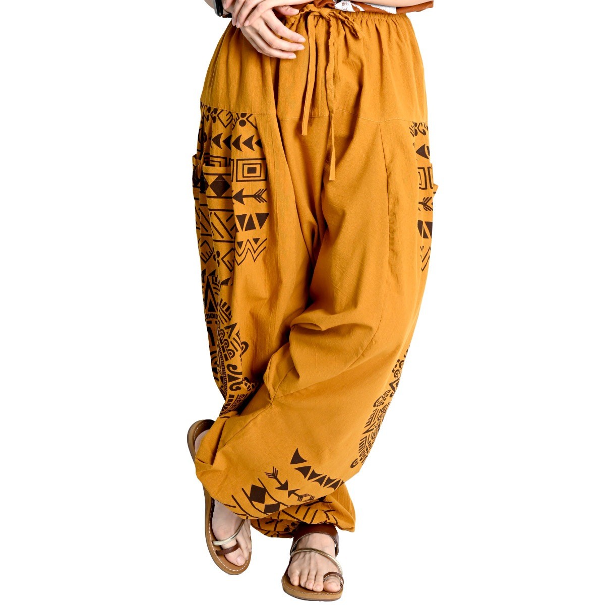 Ethnic Pattern Cargo Sarouel Pants Unisex Aladdin Harem Pants