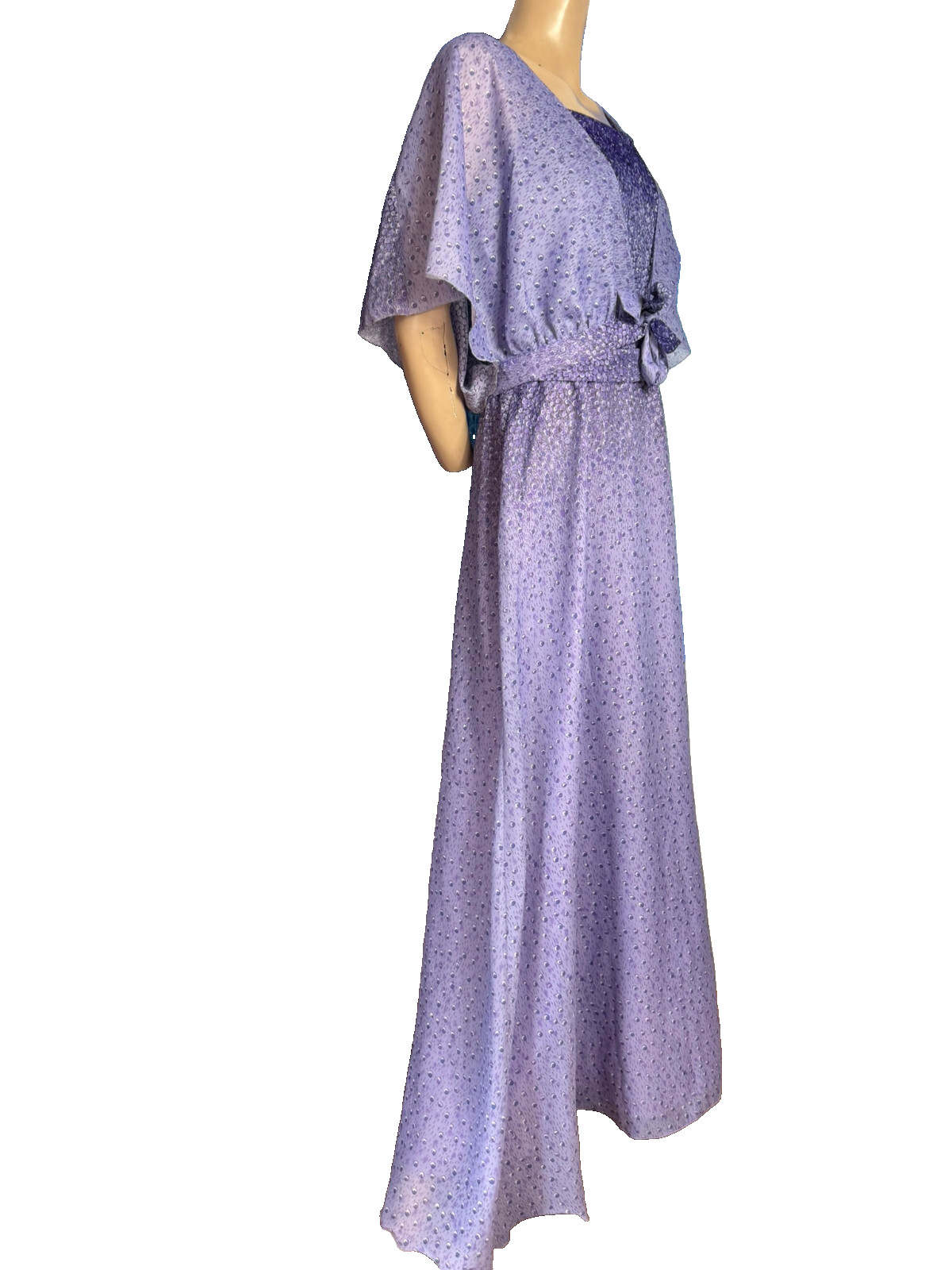 Vintage 70s Maxi Dress Kleemeier Hof Purple Evening Gown w/ Bolero Boho Gala 38 40