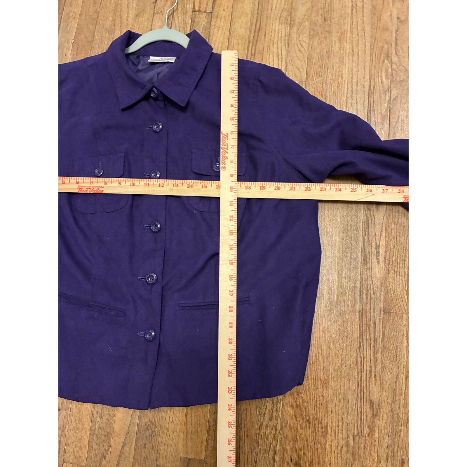 Studio Works Vintage Purple Ultra Suede Jacket Button Front Utility Blazer 16W