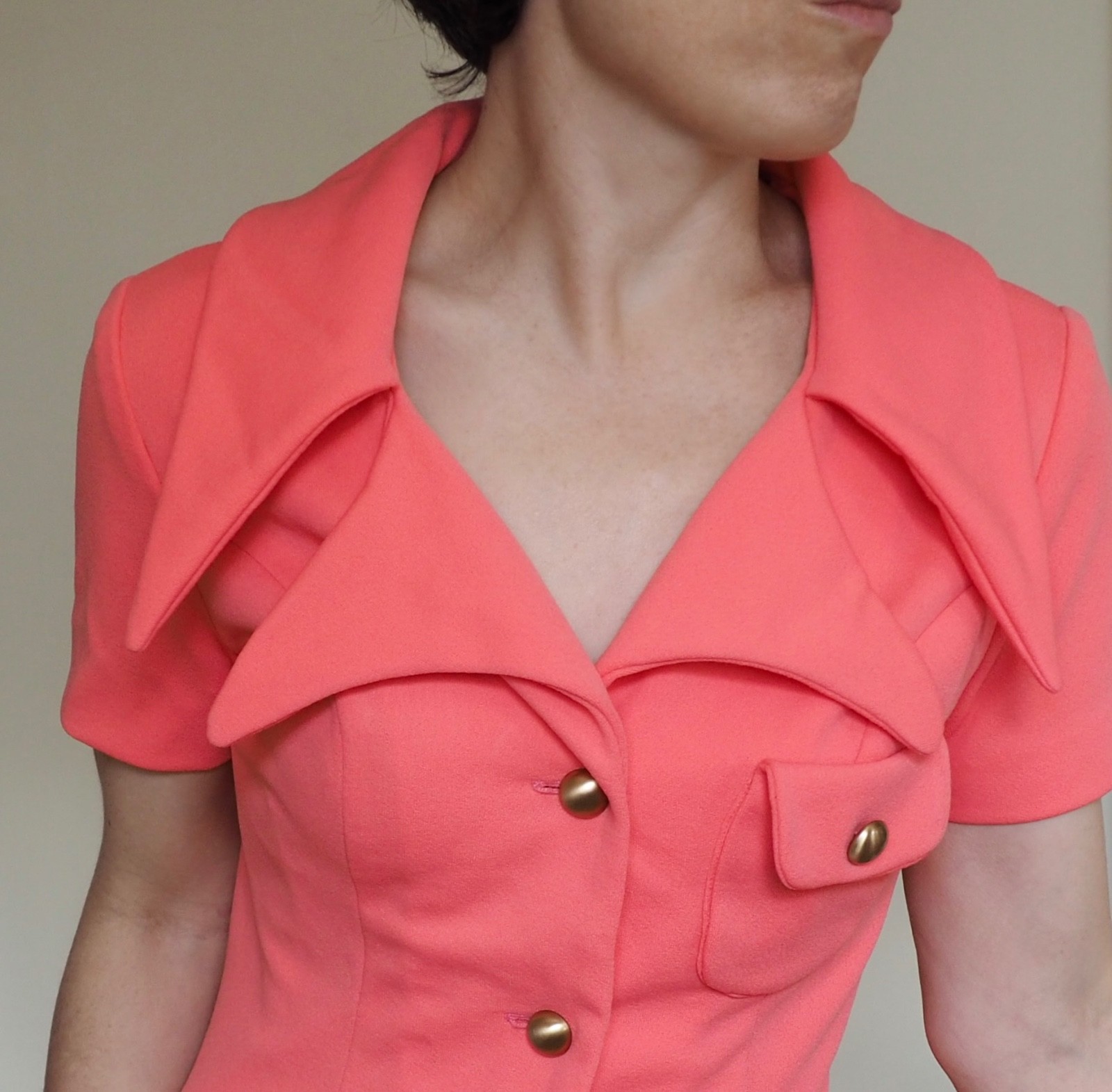 Vintage Mod Shift Dress Lou-Ette Double Dagger Collar Gogo Youthquake 60s XS/S