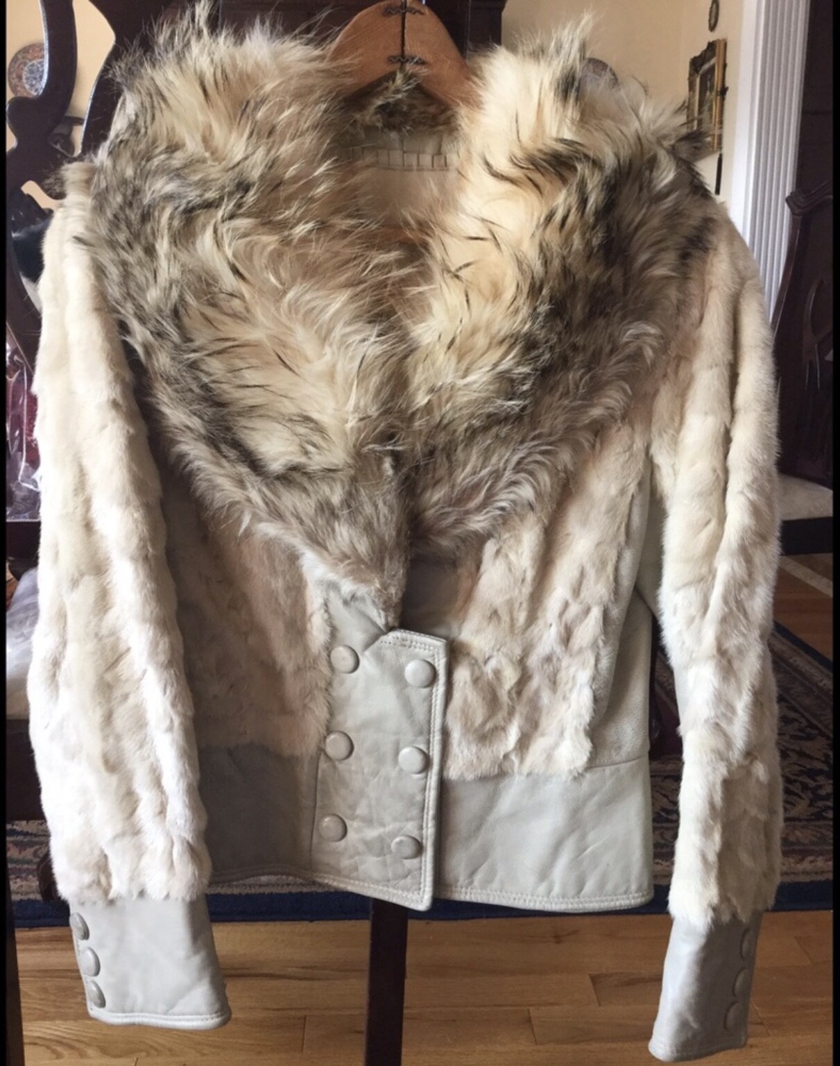 Vintage Mink Fur Leather Biker Jacket S/M