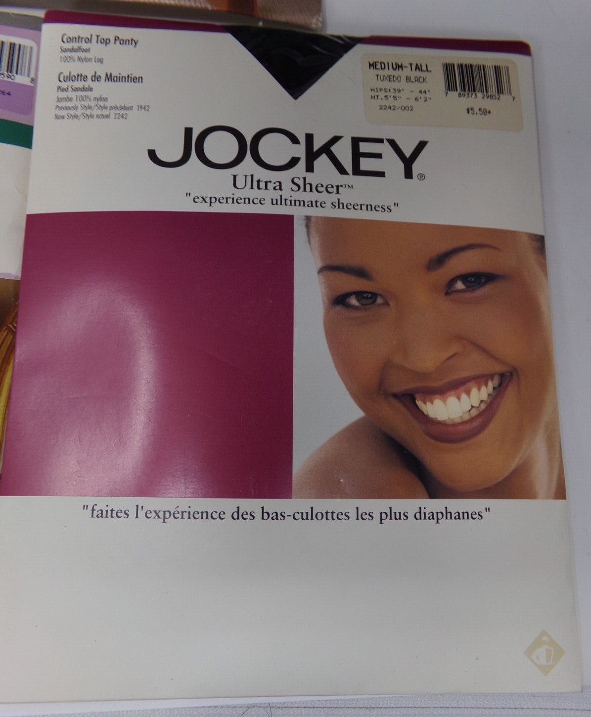 Lot/6 Jockey for Her Sheer Pantyhose-MEDIUM-TALL-Sand/Tuxedo Black/Antique White