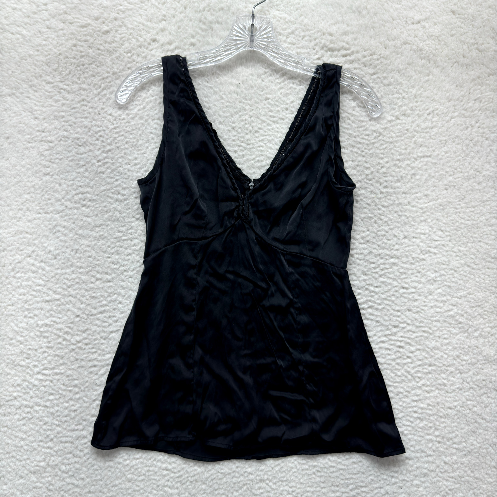 Y2K Vintage Nanettte Lepore Silk Top Small Medium Black Fairy Grunge Whimsigoth